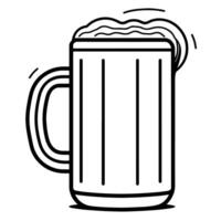 Sleek beer mug outline icon in vector format for pub-themed designs.