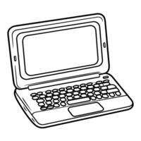 Sleek notebook outline icon in vector format for stationary designs.