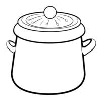 Clean vector outline of a pot with lid icon for versatile use.