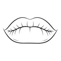 Chic lips outline icon in vector format for beauty designs.