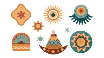 Abstract boho collection set minimal isolated flat illustration on white background vector