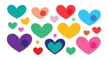 Set of Colorful hearts minimal isolated flat vector pro collection illustration on white background