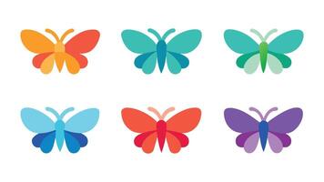 Set of Mariposa Butterfly minimal icons isolated flat vector pro collection illustration on white background