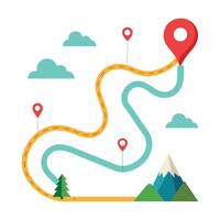 Route with location minimal flat vector illustration on white background.