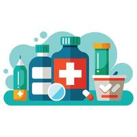 Medicine items isolated flat vector illustration