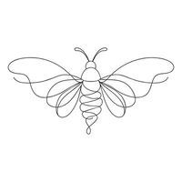 Bee continuous line art isolated vector illustration on white background