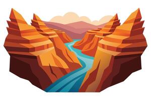 Canyon minimal flat vector illustration on white background