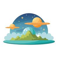 Nature with sky or planet isolated flat vector illustration on white background