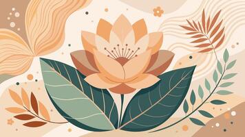 Watercolor abstract shapes with hand drawn flower isolated background vector