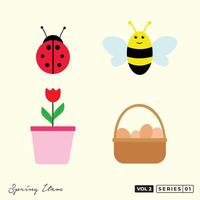 Spring Icons Set EPS Vector Illustration Flat Design