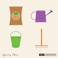 garden tools and gardening supplies. Spring Icons Set EPS Vector Illustration Flat Design