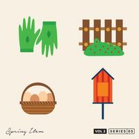 spring icons set - vector illustration. EPS Vector Illustration Flat Design