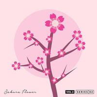 Sakura Flowers Line Art Vector Design. Japanese Sakura Blossom