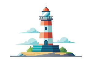Lighthouse flat vector illustration on white background