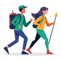 Hikers minimal flat vector illustration on white background.