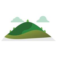 Green hill nature flat vector illustration on white background