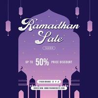 Flat Ramadan or Ramadhan Square Social Media Post Design Collection with Islamic Ornaments vector