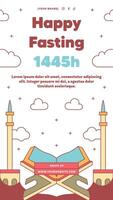 Flat Ramadan or Ramadhan A4 Poster or Flyer Design Collection with Arabic Style vector