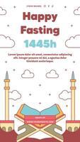 Flat Ramadan or Ramadhan A4 Poster or Flyer Design Collection with Arabic Style vector