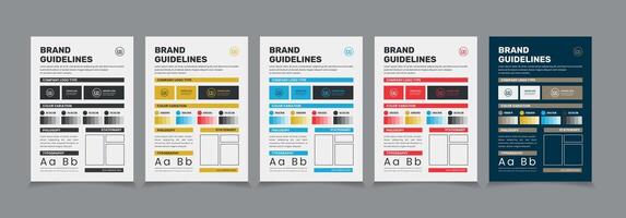 A4 Brand Guidelines Poster Layout Set, Simple style and modern Brand Guidelines, Brand identity Template vector