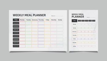 A4 Weekly meal planner schedule and diet chart Template. vector