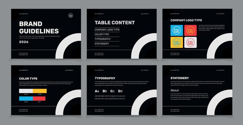 Brand Guidelines identity Template, Simple style and modern Brand Guidelines, Brand identity Template.