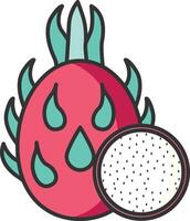 a dragon fruit with a hole in it and a slice of it vector