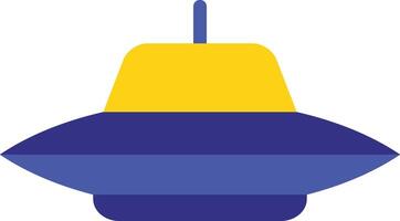 a blue and yellow flying saucer icon vector