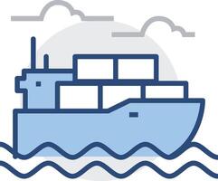 a blue container ship floating in the ocean vector