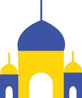 el ucranio bandera con un azul y amarillo edificio vector