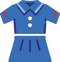 a blue dress with a red collar and buttons vector