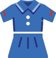 a blue dress with a red collar and buttons vector