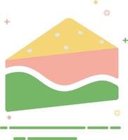 a slice of cake with a green and pink background vector