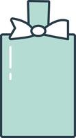 a blue perfume bottle with a bow on it vector