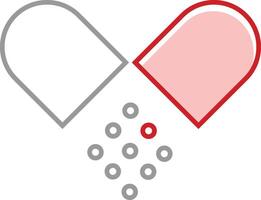 a pill with a heart shape and a red heart vector