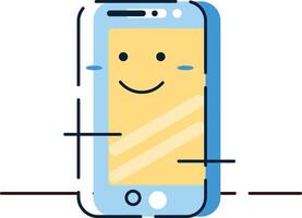 a cartoon phone with a smiley face on it vector