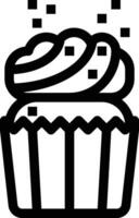 a black and white image of a cupcake vector