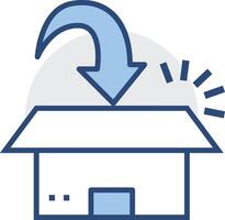 a house with an arrow pointing up and a blue arrow pointing down vector