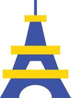 the eiffel tower is shown in blue and yellow vector