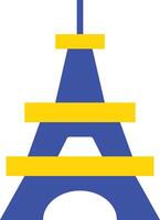 the eiffel tower is shown in blue and yellow vector