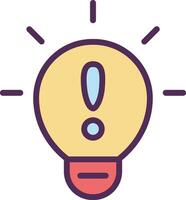 an icon of a light bulb with an exclamation mark vector