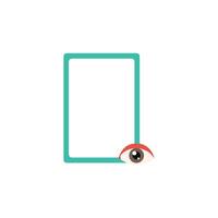 an eye is looking at a phone screen vector