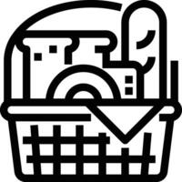 basket with bread and other items in it vector