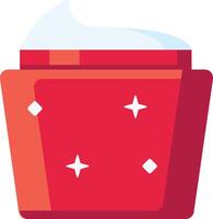 a red container with cream in it vector