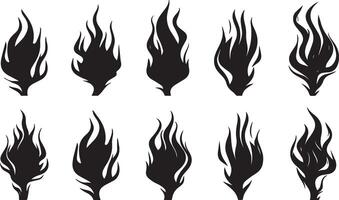 Set of Classic silhouette flame vector