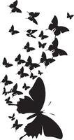 Silhouette of flying Butterfly set on white background vector