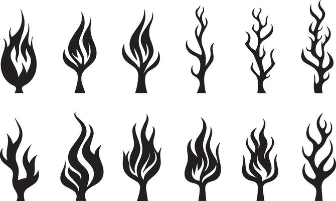 Set of Classic silhouette flame