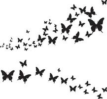 Silhouette of flying Butterfly set on white background vector