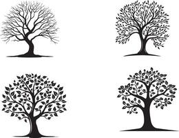 Trees silhouettes isolated on white background vector