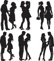 Lovely Couples Set silhouette on white background vector